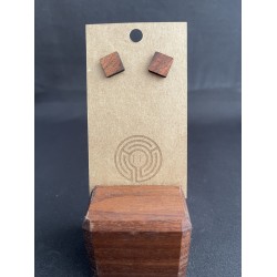 Square Wooden Stud Earrrings