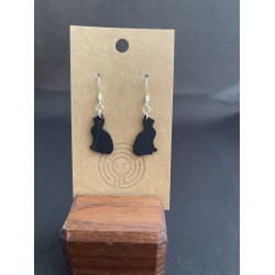 Ebony Black Cat Earring