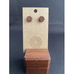 Hexagon Wooden Stud Earrings